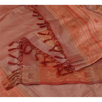 Sanskriti Vintage Long Dupatta/Stole Artificial Silk Woven/Solid Pink Scarf Veil