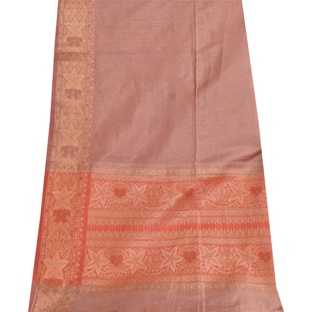 Sanskriti Vintage Long Dupatta/Stole Artificial Silk Woven/Solid Pink Scarf Veil