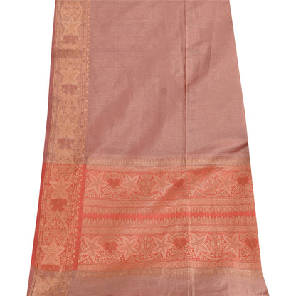 Sanskriti Vintage Long Dupatta/Stole Artificial Silk Woven/Solid Pink Scarf Veil