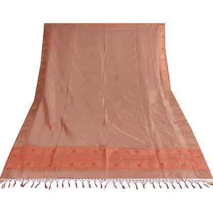 Sanskriti Vintage Long Dupatta/Stole Artificial Silk Woven/Solid Pink Scarf Veil