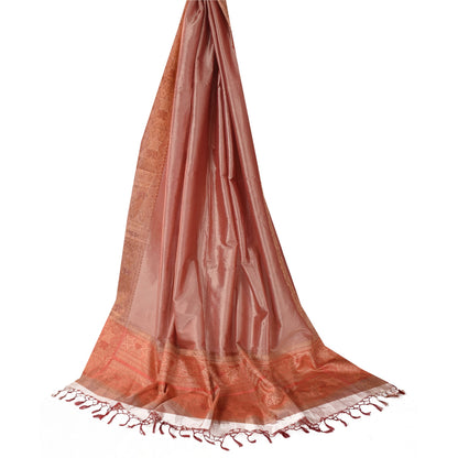 Sanskriti Vintage Long Dupatta/Stole Artificial Silk Woven/Solid Pink Scarf Veil