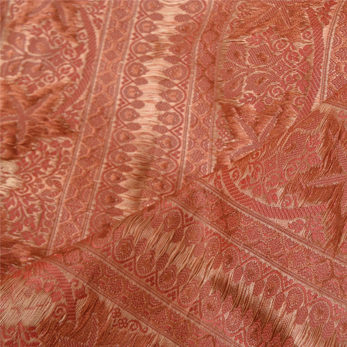 Sanskriti Vintage Long Dupatta/Stole Artificial Silk Woven/Solid Pink Scarf Veil