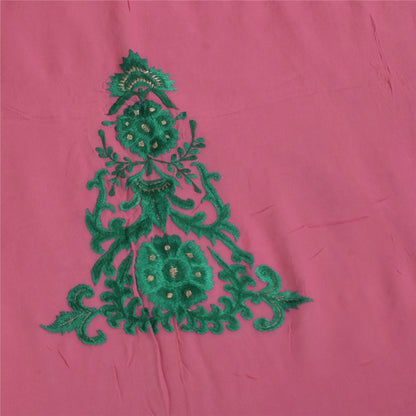 Sanskriti Vintage Long Dupatta/Stole Pure Georgette Embroidered Pink Scarf Veil
