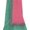 Sanskriti Vintage Long Dupatta/Stole Pure Georgette Embroidered Pink Scarf Veil