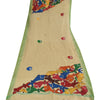 Sanskriti Vintage Long Dupatta/Stole Pure Cotton Cream Hand Painted Scarf Veil
