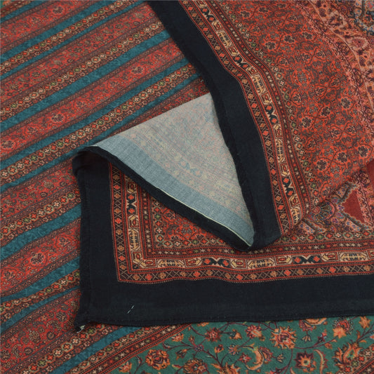 Sanskriti Vintage Red Dupatta Long Stole Art Silk Printed Premium Wrap Scarves