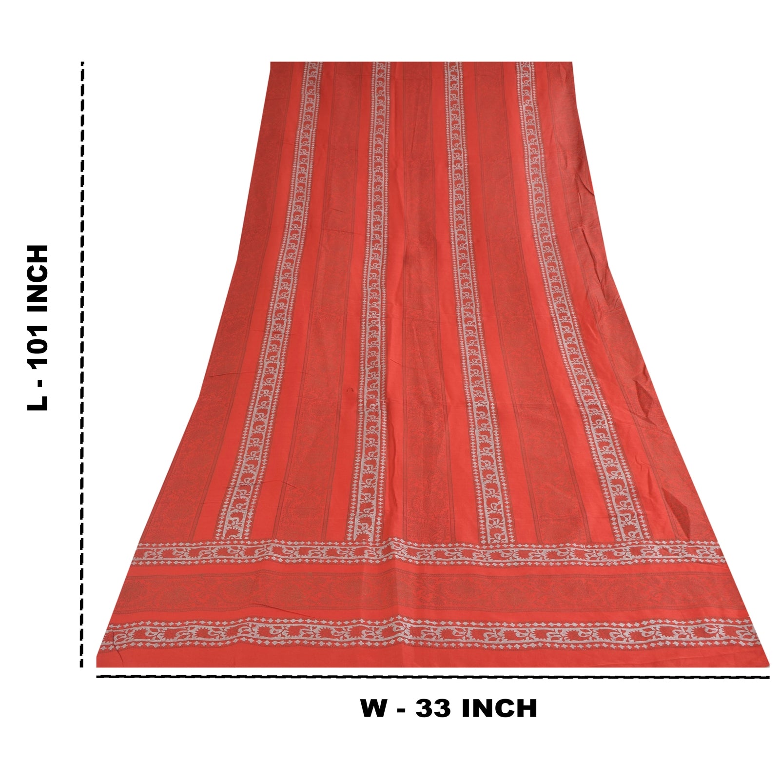 Sanskriti Vintage Long Dupatta/Stole Pure Cotton Red GoldenHand Block Print Veil