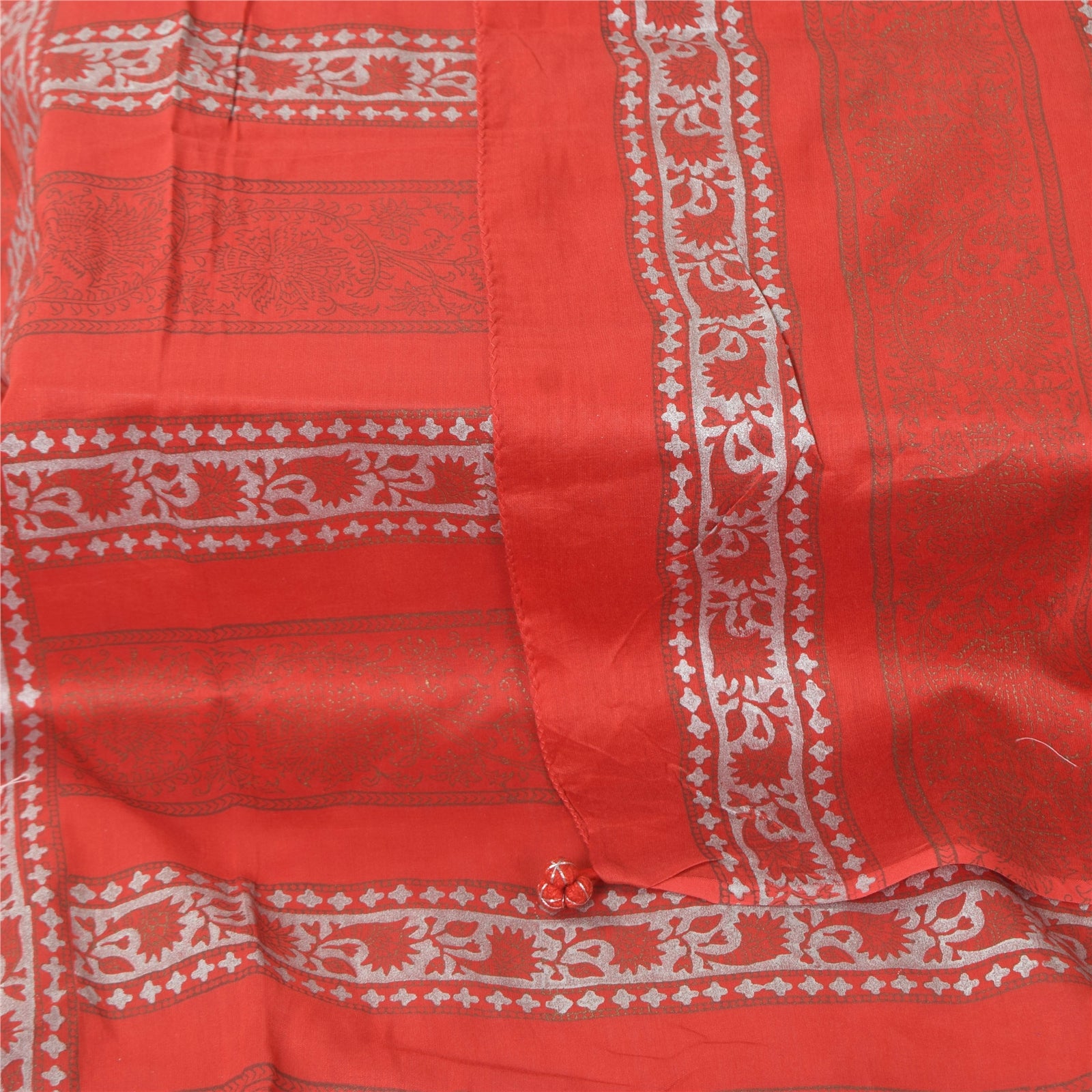 Sanskriti Vintage Long Dupatta/Stole Pure Cotton Red GoldenHand Block Print Veil