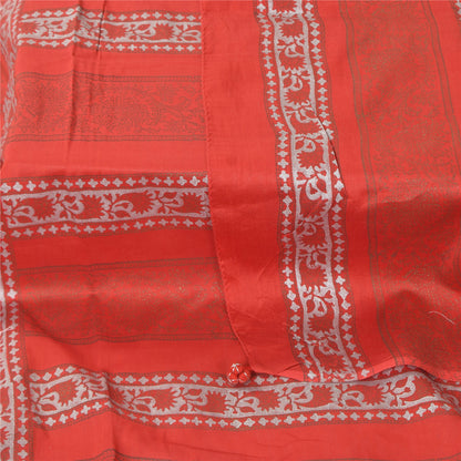 Sanskriti Vintage Long Dupatta/Stole Pure Cotton Red GoldenHand Block Print Veil