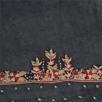Sanskriti Vintage Long Dupatta/Stole Pure Georgette Black Hand Embroidered Veil