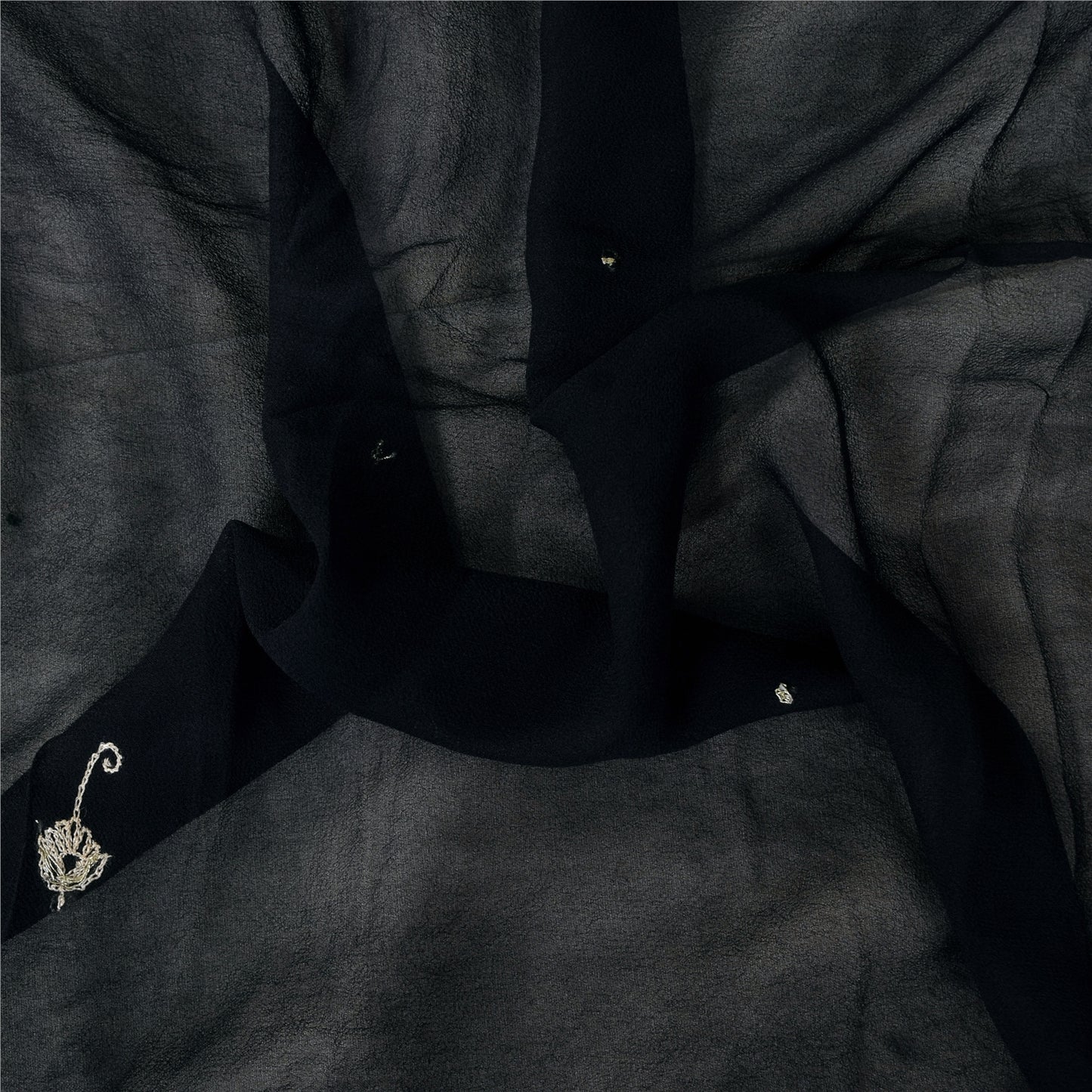 Sanskriti Vintage Long Dupatta/Stole Pure Georgette Black Hand Embroidered Veil