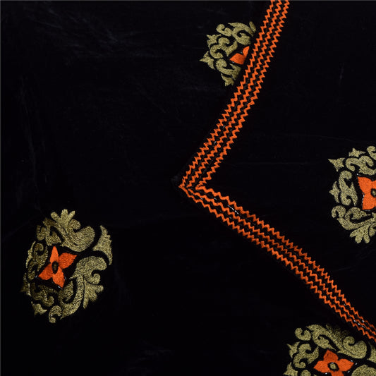 Sanskriti Vintage Elfenben/Orange Dupatta Lang Stola Ren Silke Håndperlet Slør