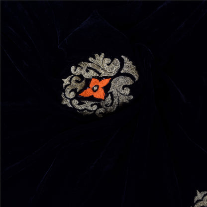 Sanskriti Vintage Ivory/Orange Dupatta Long Stole Pure Silk Hand Beaded Veil