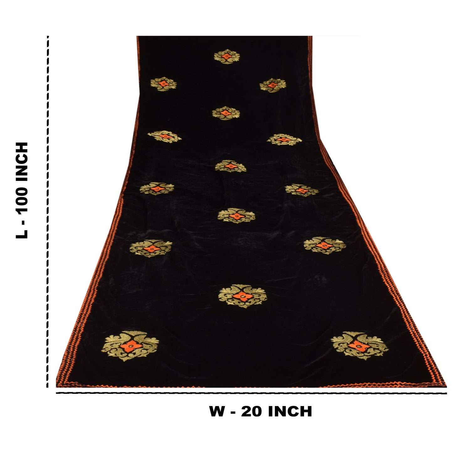 Sanskriti Vintage Ivory/Orange Dupatta Long Stole Pure Silk Hand Beaded Veil