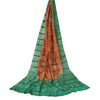 Sanskriti Vintage Brown/Green Dupatta Long Stole Pure Silk Bandhani Printed Veil