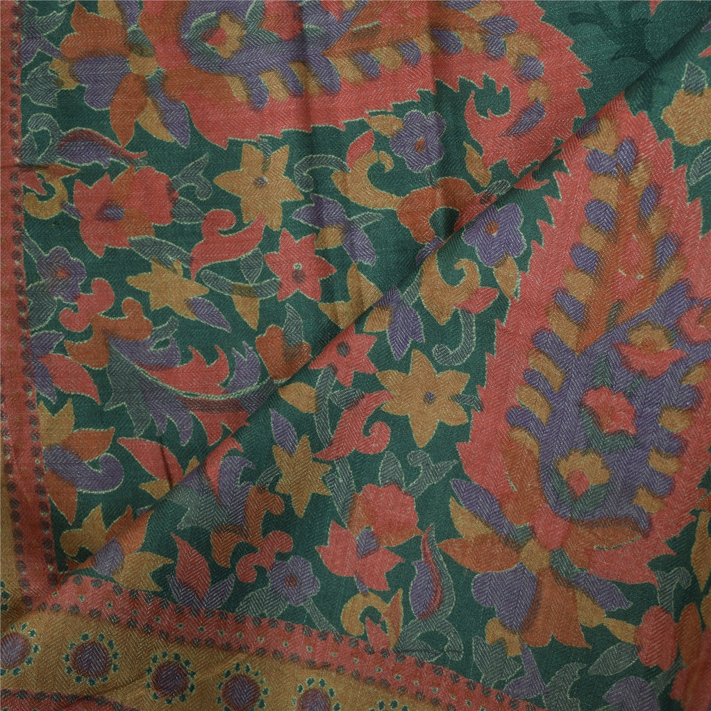 Sanskriti Vintage Indisk Grøn Dupatta Lang Stola Bomuld Silke Trykt Wrap Slør