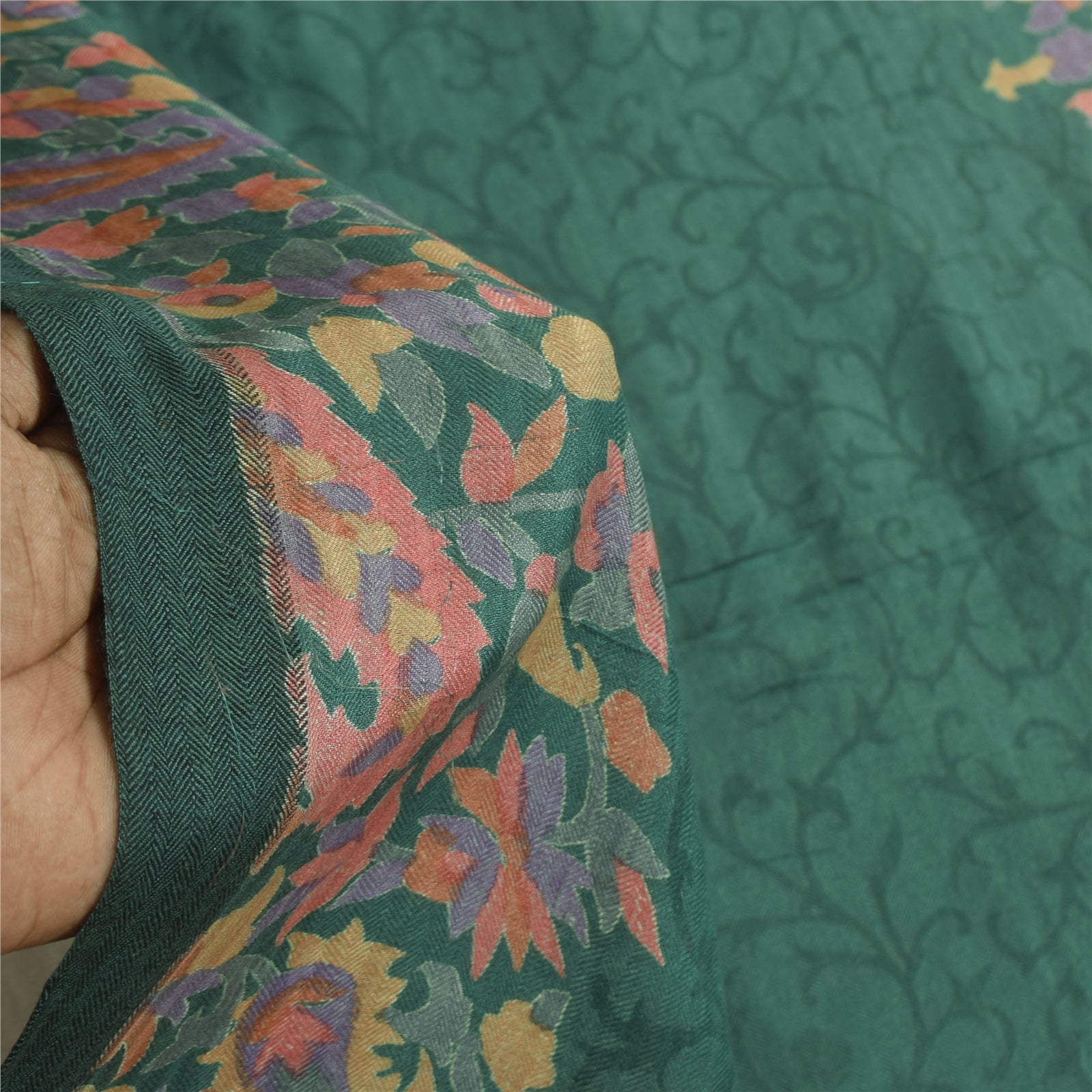 Sanskriti Vintage Indisk Grøn Dupatta Lang Stola Bomuld Silke Trykt Wrap Slør