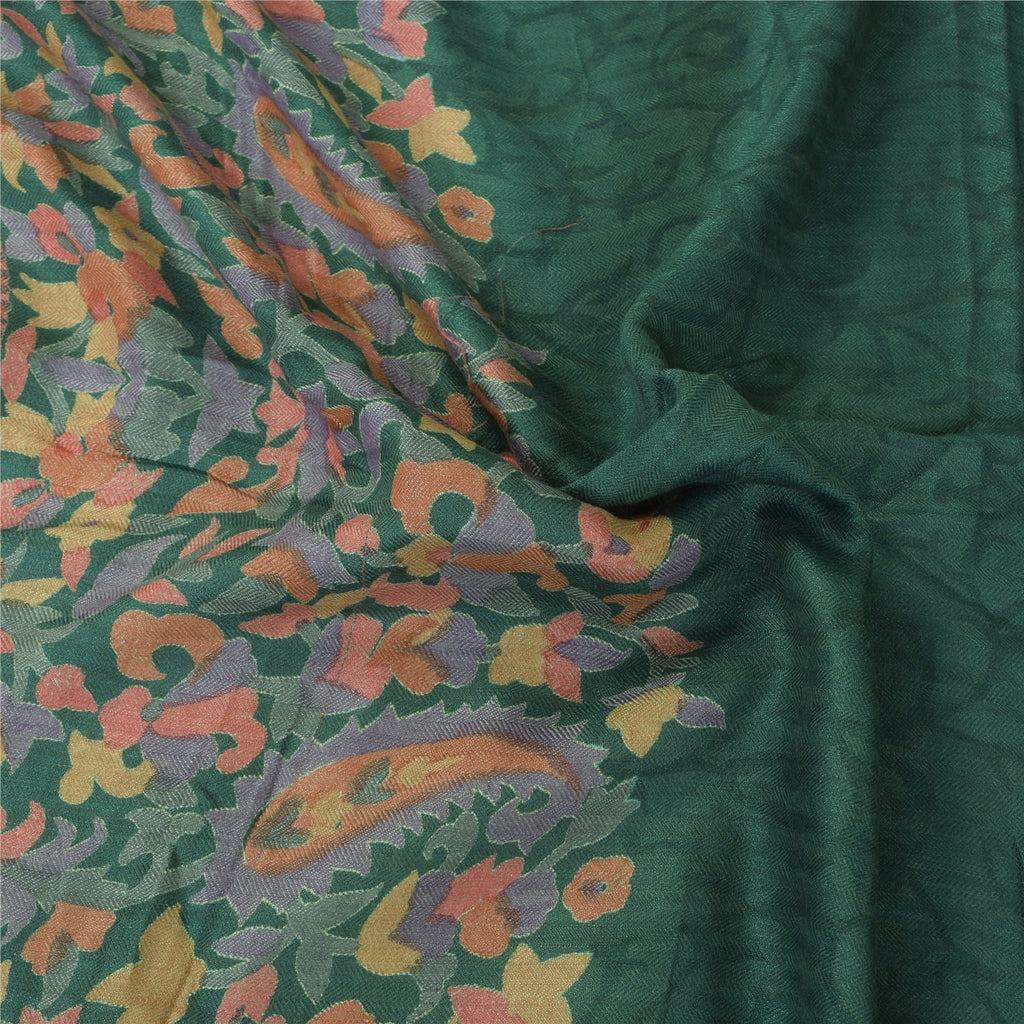 Sanskriti Vintage Indisk Grøn Dupatta Lang Stola Bomuld Silke Trykt Wrap Slør