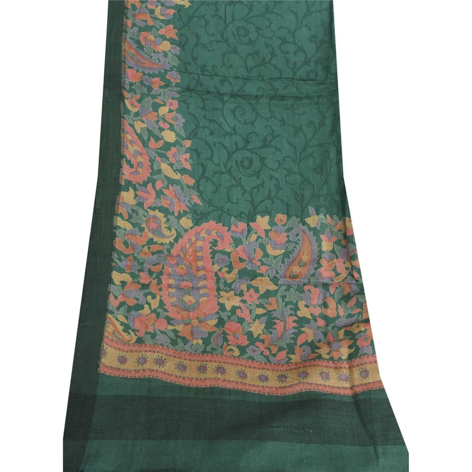 Sanskriti Vintage Indisk Grøn Dupatta Lang Stola Bomuld Silke Trykt Wrap Slør