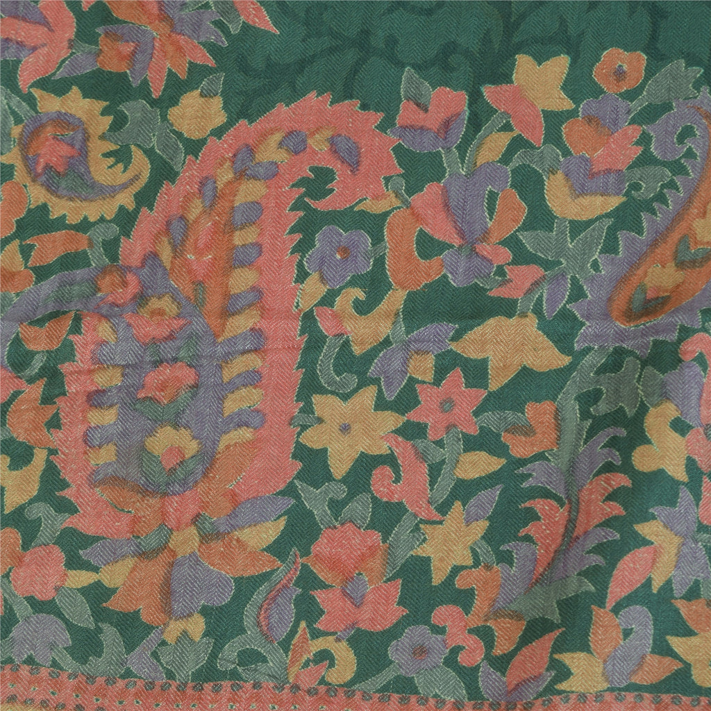 Sanskriti Vintage Indisk Grøn Dupatta Lang Stola Bomuld Silke Trykt Wrap Slør