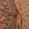 Sanskriti Vintage Long Dupatta/Stole Pure Georgette Cream/Orange Printed Veil