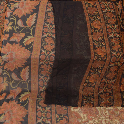 Sanskriti Vintage Long Dupatta/Stole Pure Georgette Cream/Orange Printed Veil