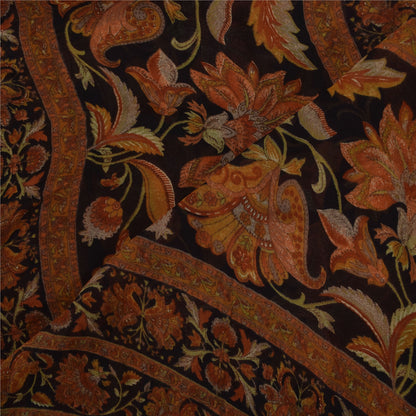 Sanskriti Vintage Long Dupatta/Stole Pure Georgette Cream/Orange Printed Veil