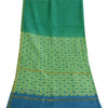Sanskriti Vintage Long Dupatta/Stole Pure Chiffon Green Printed Zari Woven Scarf