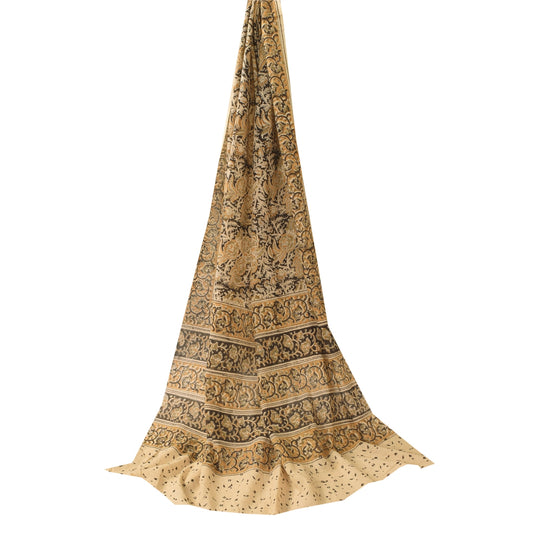 Sanskriti Vintage Cream Dupatta Long Stole Pure Cotton Printed Premium Scarves