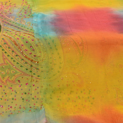 Sanskriti Vintage Multi Dupatta Long Stole Art Silk Hand Beaded Tie-Dye Scarves