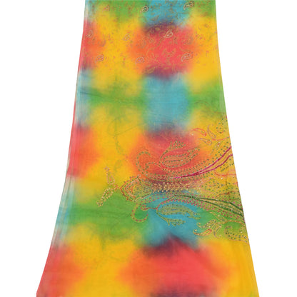 Sanskriti Vintage Multi Dupatta Long Stole Art Silk Hand Beaded Tie-Dye Scarves