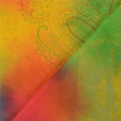 Sanskriti Vintage Multi Dupatta Long Stole Art Silk Hand Beaded Tie-Dye Scarves