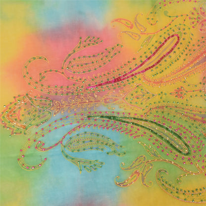 Sanskriti Vintage Multi Dupatta Long Stole Art Silk Hand Beaded Tie-Dye Scarves