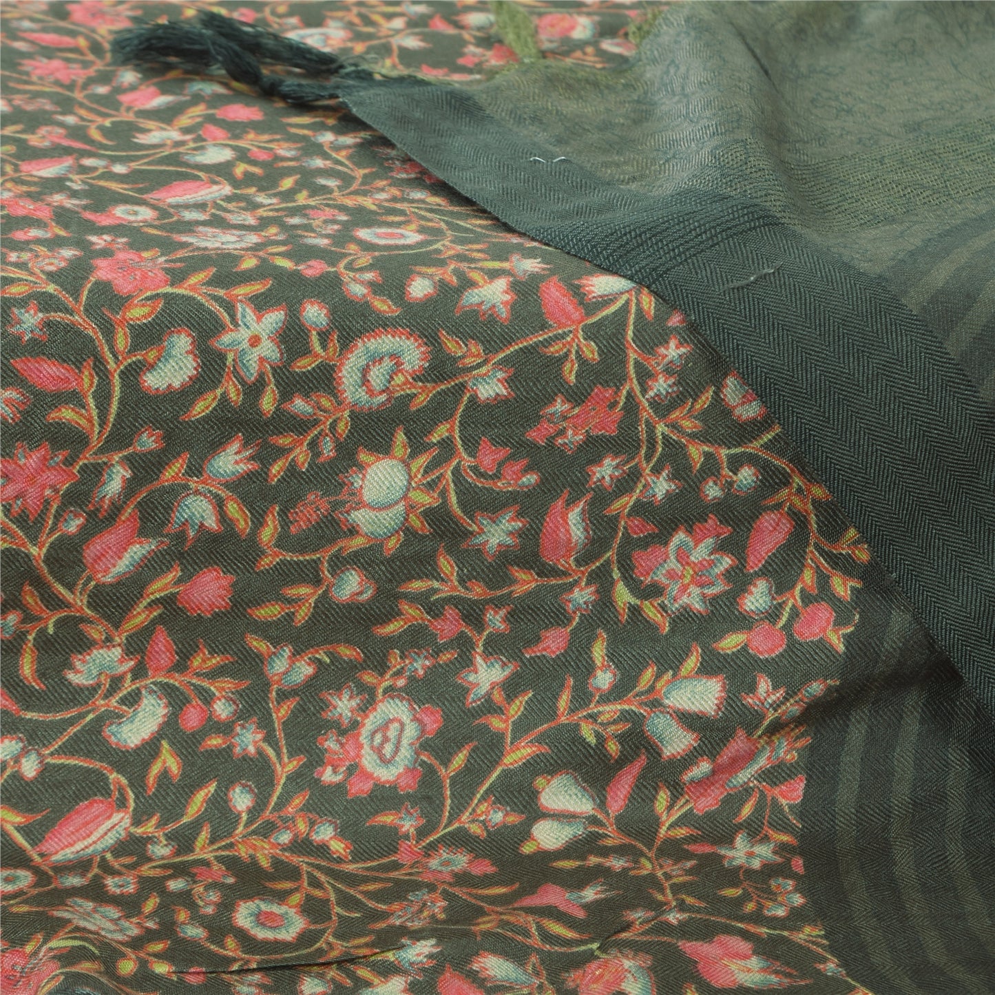 Sanskriti Vintage Gray Dupatta Long Stole Pure Silk Woven Premium Wrap Scarves