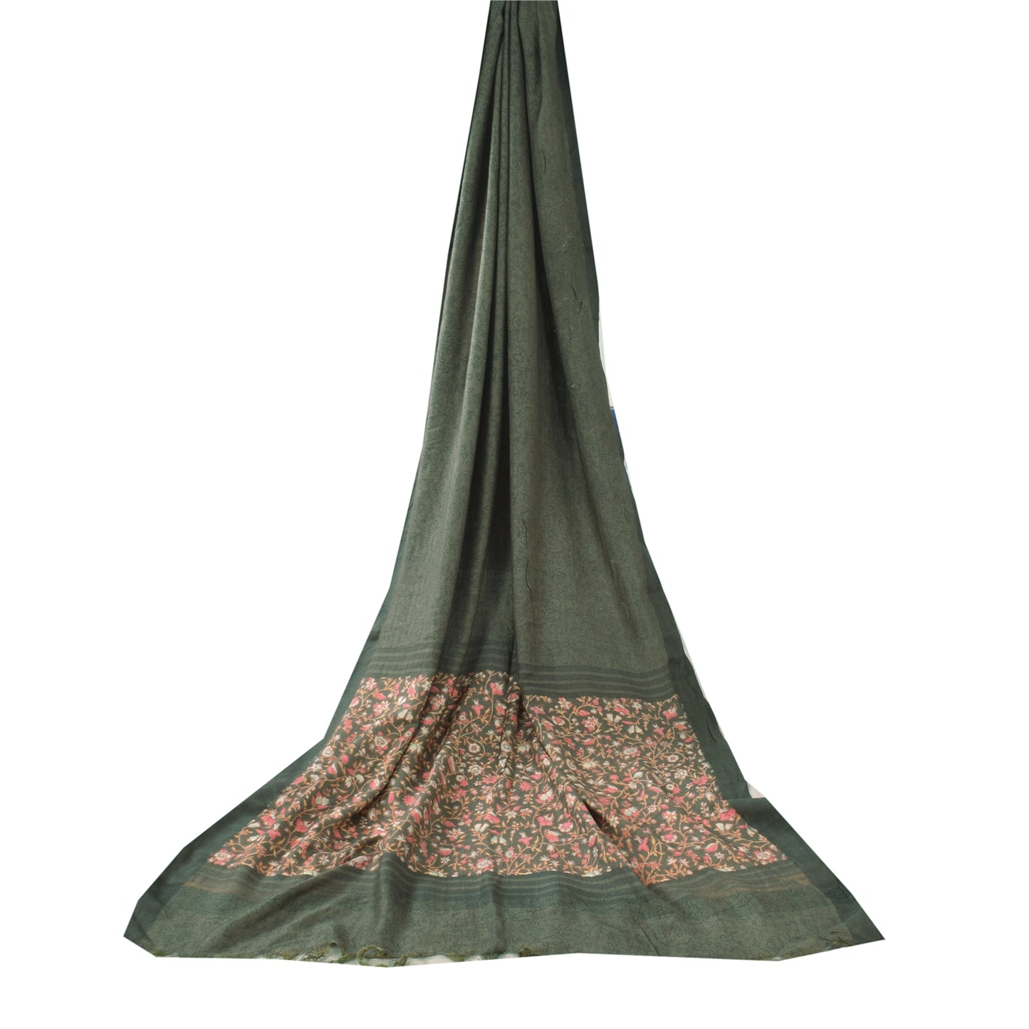 Sanskriti Vintage Gray Dupatta Long Stole Pure Silk Woven Premium Wrap Scarves