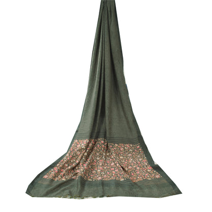 Sanskriti Vintage Gray Dupatta Long Stole Pure Silk Woven Premium Wrap Scarves