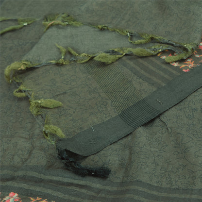 Sanskriti Vintage Gray Dupatta Long Stole Pure Silk Woven Premium Wrap Scarves