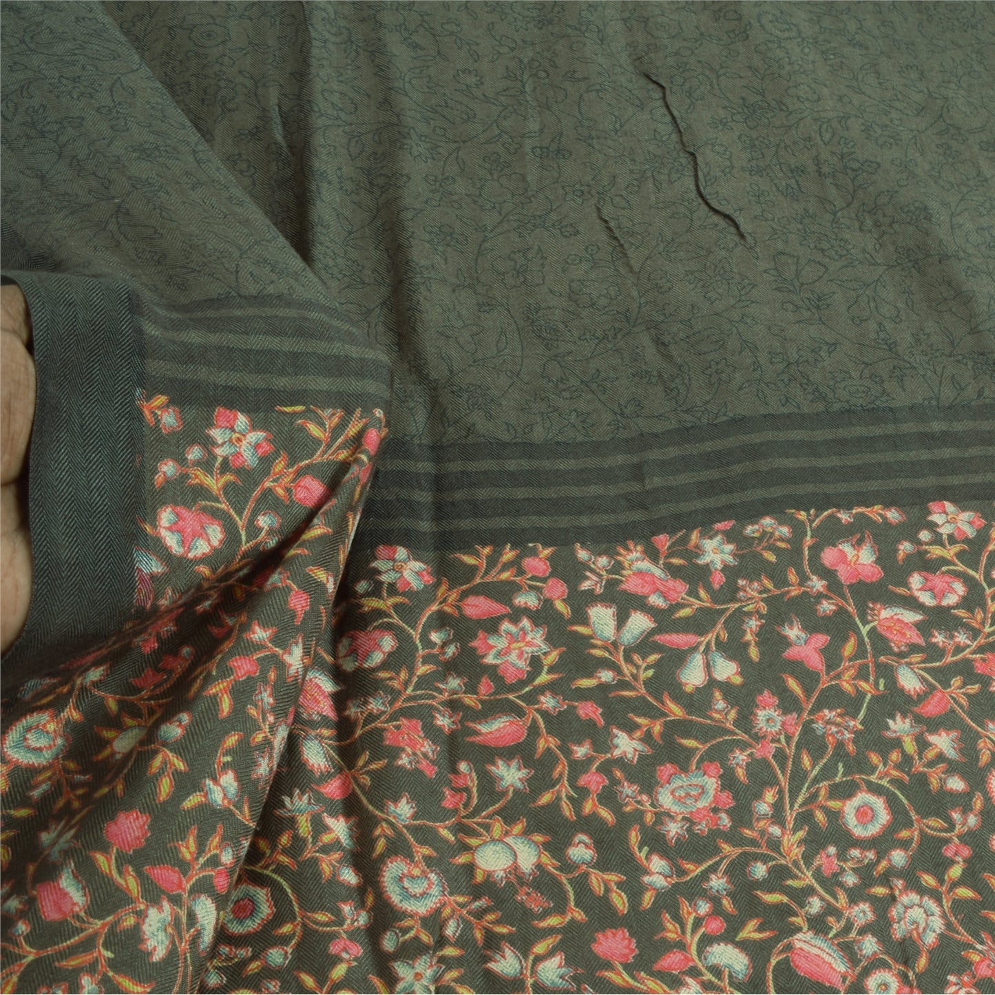 Sanskriti Vintage Gray Dupatta Long Stole Pure Silk Woven Premium Wrap Scarves