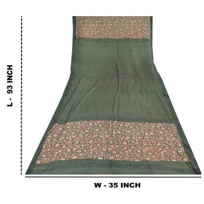 Sanskriti Vintage Gray Dupatta Long Stole Pure Silk Woven Premium Wrap Scarves