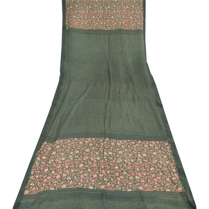 Sanskriti Vintage Gray Dupatta Long Stole Pure Silk Woven Premium Wrap Scarves