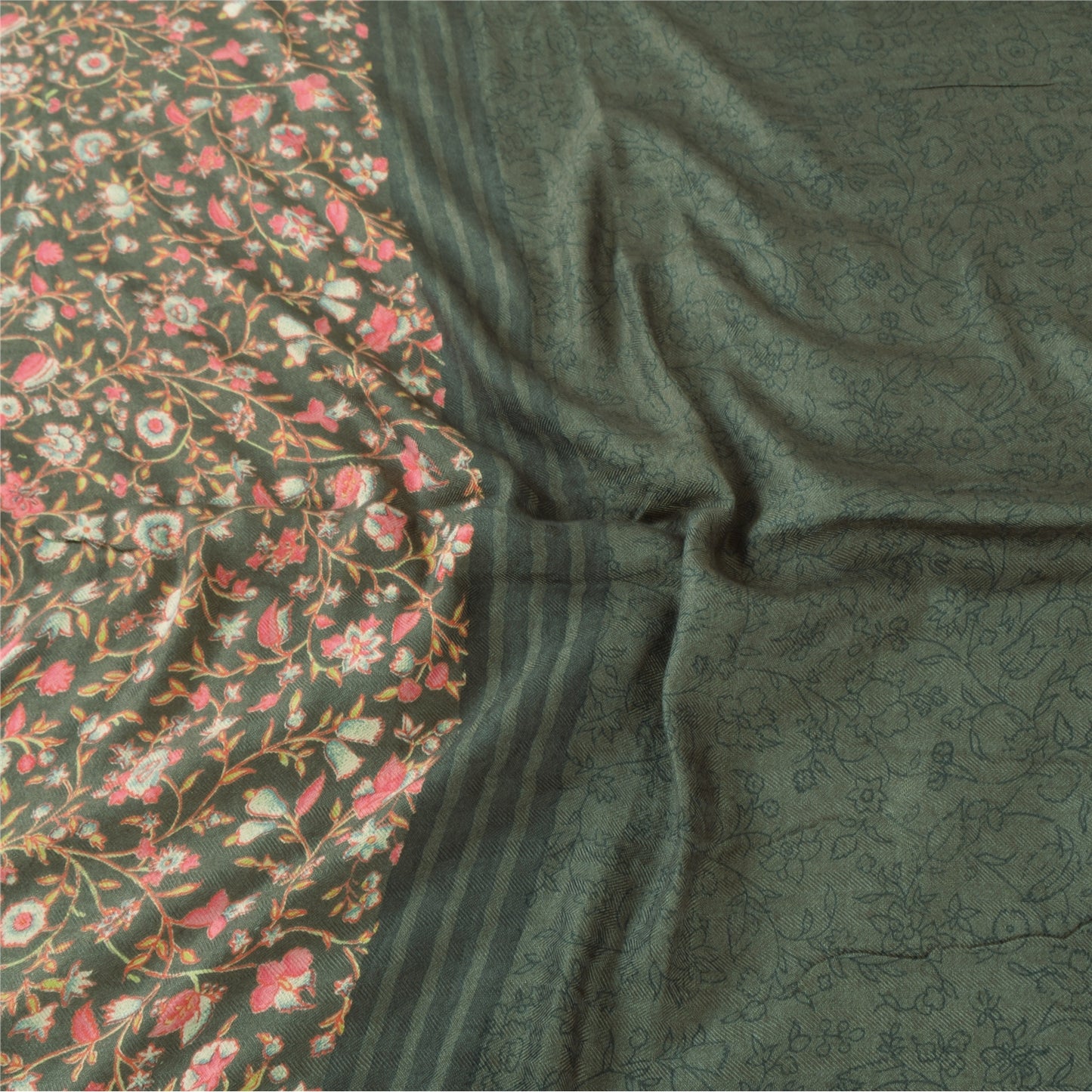 Sanskriti Vintage Gray Dupatta Long Stole Pure Silk Woven Premium Wrap Scarves