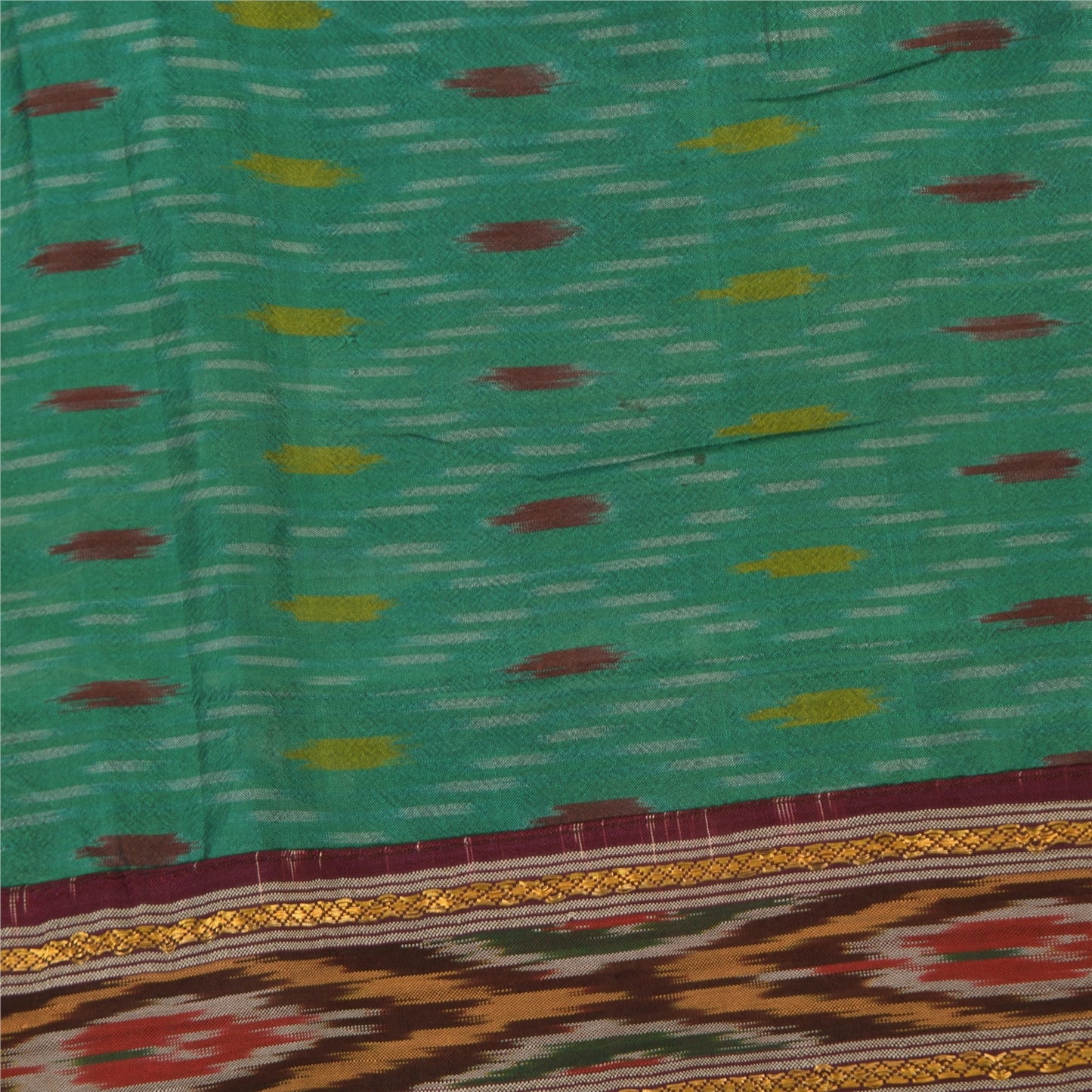 Sanskriti Vintage Green Dupatta Long Stole Pure Silk Ikat Woven Premium Scarves