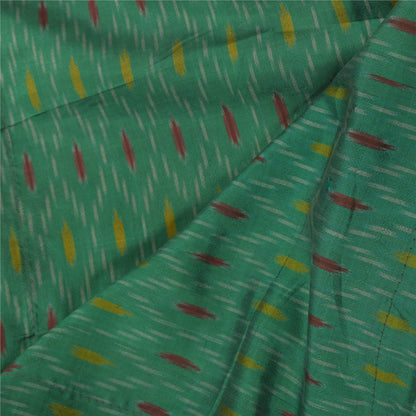 Sanskriti Vintage Green Dupatta Long Stole Pure Silk Ikat Woven Premium Scarves