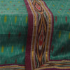 Sanskriti Vintage Green Dupatta Long Stole Pure Silk Ikat Woven Premium Scarves