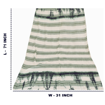 Sanskriti Vintage Ivory Dupatta Long Stole Pure Cotton Printed Tie & Dye Scarves