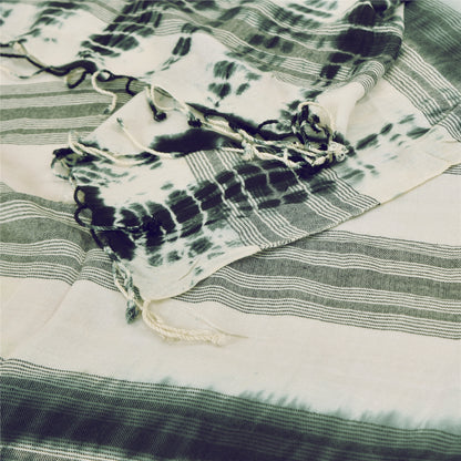 Sanskriti Vintage Ivory Dupatta Long Stole Pure Cotton Printed Tie & Dye Scarves