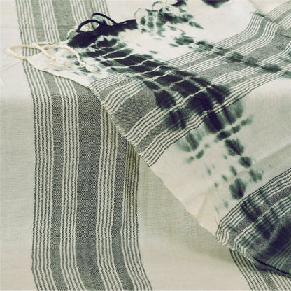 Sanskriti Vintage Ivory Dupatta Long Stole Pure Cotton Printed Tie & Dye Scarves