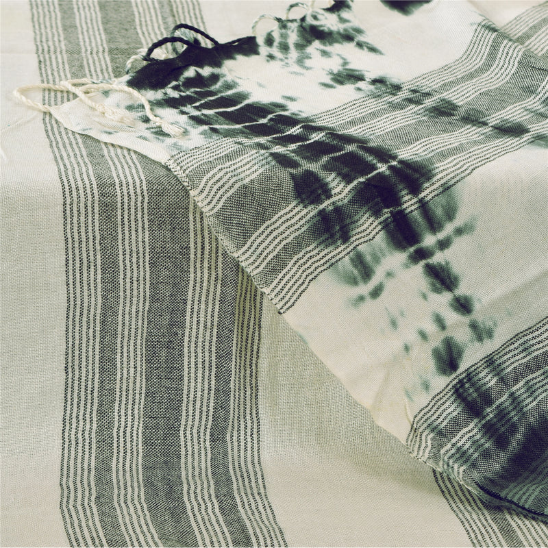 Sanskriti Vintage Ivory Dupatta Long Stole Pure Cotton Printed Tie & Dye Scarves