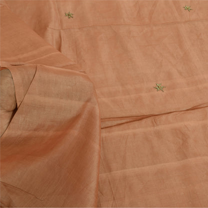 Sanskriti Vintage Light Brown Dupatta Long Stole Pure Silk Hand Beaded Wrap Veil
