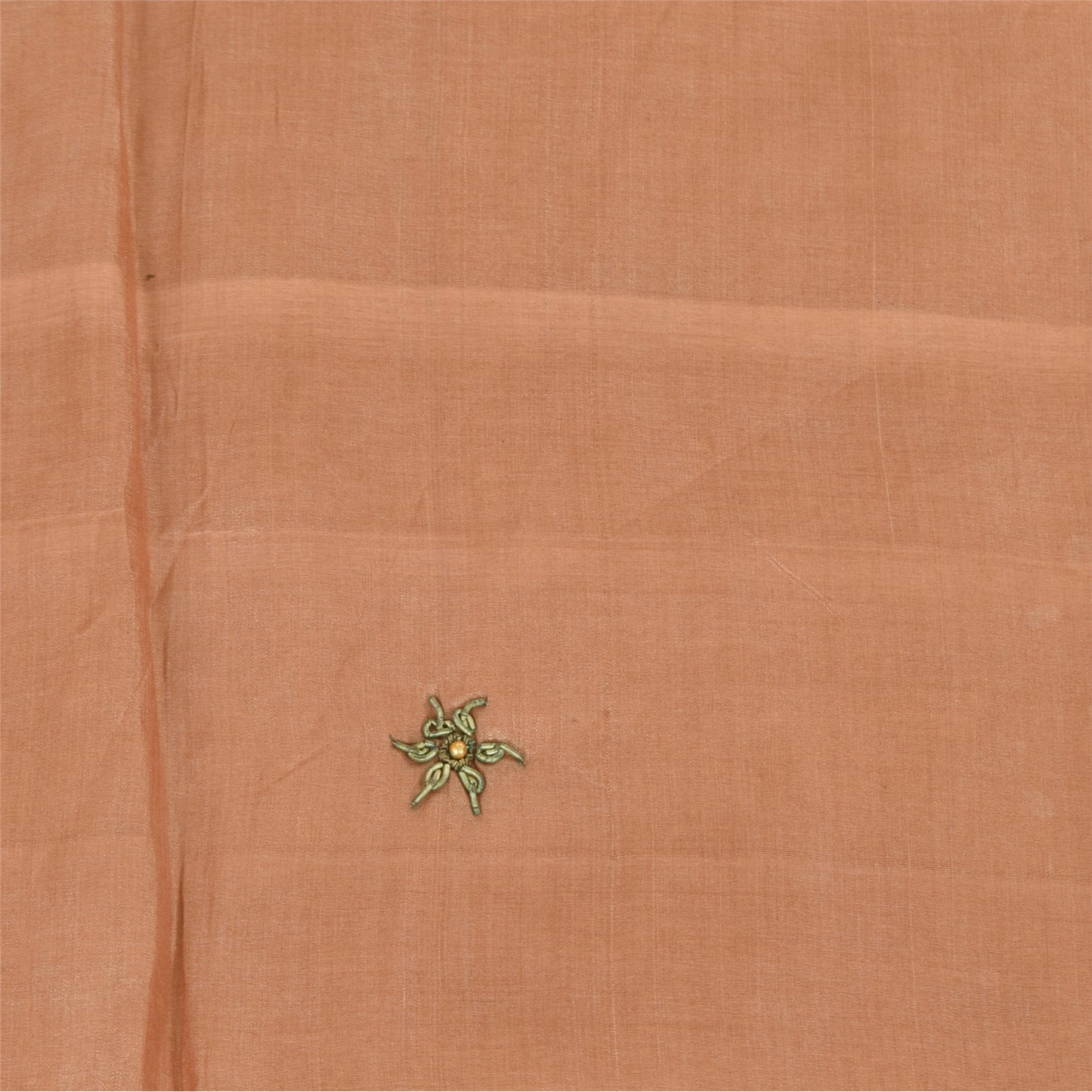 Sanskriti Vintage Light Brown Dupatta Long Stole Pure Silk Hand Beaded Wrap Veil